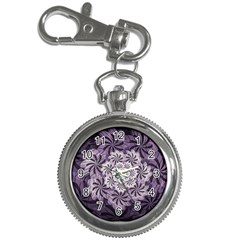 Fractal Floral Striped Lavender Key Chain Watches by Celenk