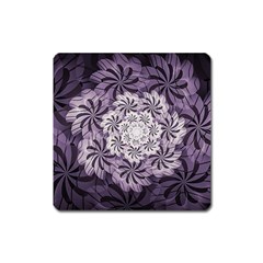 Fractal Floral Striped Lavender Square Magnet