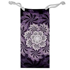 Fractal Floral Striped Lavender Jewelry Bag by Celenk