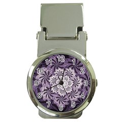 Fractal Floral Striped Lavender Money Clip Watches by Celenk