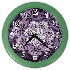 Fractal Floral Striped Lavender Color Wall Clocks by Celenk