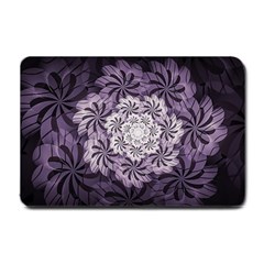 Fractal Floral Striped Lavender Small Doormat  by Celenk