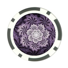 Fractal Floral Striped Lavender Poker Chip Card Guard (10 Pack) by Celenk