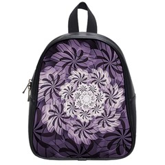 Fractal Floral Striped Lavender School Bag (small) by Celenk