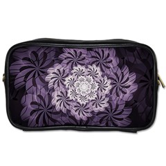 Fractal Floral Striped Lavender Toiletries Bags by Celenk