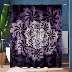 Fractal Floral Striped Lavender Shower Curtain 60  X 72  (medium)  by Celenk