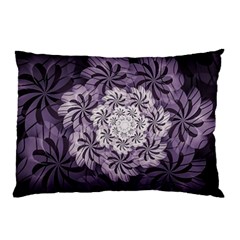 Fractal Floral Striped Lavender Pillow Case (two Sides) by Celenk