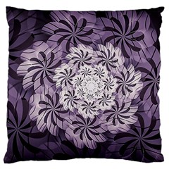 Fractal Floral Striped Lavender Large Cushion Case (two Sides) by Celenk