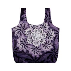 Fractal Floral Striped Lavender Full Print Recycle Bags (m)  by Celenk