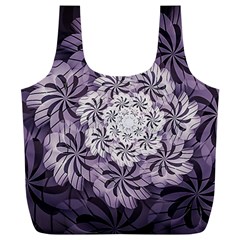 Fractal Floral Striped Lavender Full Print Recycle Bags (l)  by Celenk