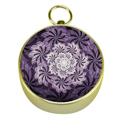 Fractal Floral Striped Lavender Gold Compasses by Celenk