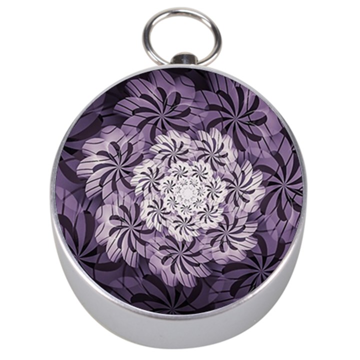 Fractal Floral Striped Lavender Silver Compasses