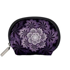 Fractal Floral Striped Lavender Accessory Pouches (small)  by Celenk