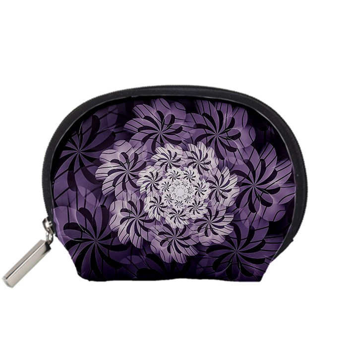 Fractal Floral Striped Lavender Accessory Pouches (Small) 