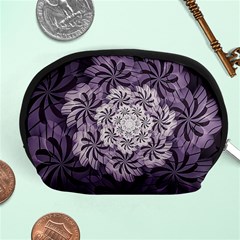 Fractal Floral Striped Lavender Accessory Pouches (medium)  by Celenk