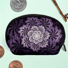 Fractal Floral Striped Lavender Accessory Pouches (large)  by Celenk