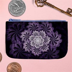 Fractal Floral Striped Lavender Large Coin Purse by Celenk