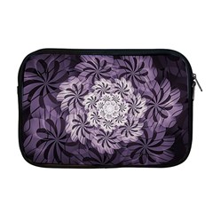 Fractal Floral Striped Lavender Apple Macbook Pro 17  Zipper Case by Celenk