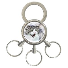 Cat Pet Art Abstract Watercolor 3-ring Key Chains by Celenk