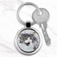 Cat Pet Art Abstract Watercolor Key Chains (round)  by Celenk