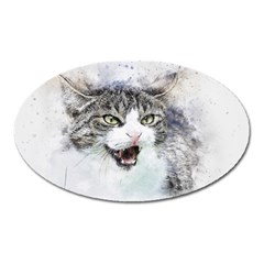 Cat Pet Art Abstract Watercolor Oval Magnet by Celenk