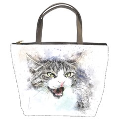 Cat Pet Art Abstract Watercolor Bucket Bags by Celenk