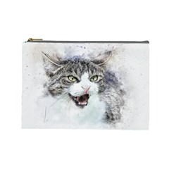 Cat Pet Art Abstract Watercolor Cosmetic Bag (large)  by Celenk