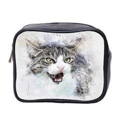 Cat Pet Art Abstract Watercolor Mini Toiletries Bag 2-side by Celenk