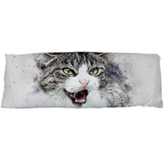 Cat Pet Art Abstract Watercolor Body Pillow Case (dakimakura) by Celenk