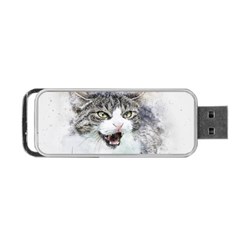 Cat Pet Art Abstract Watercolor Portable Usb Flash (two Sides) by Celenk