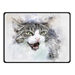 Cat Pet Art Abstract Watercolor Double Sided Fleece Blanket (Small)  45 x34  Blanket Front