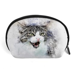 Cat Pet Art Abstract Watercolor Accessory Pouches (large)  by Celenk