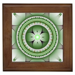 Fractal Mandala Green Purple Framed Tiles by Celenk