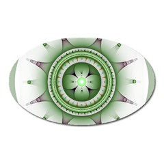 Fractal Mandala Green Purple Oval Magnet by Celenk