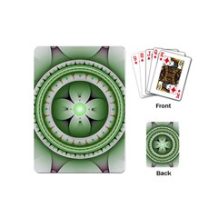 Fractal Mandala Green Purple Playing Cards (mini)  by Celenk