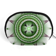 Fractal Mandala Green Purple Accessory Pouches (medium)  by Celenk