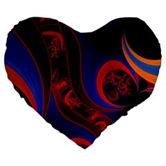 Fractal Abstract Pattern Circles Large 19  Premium Flano Heart Shape Cushions by Celenk