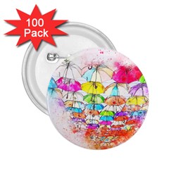 Umbrella Art Abstract Watercolor 2 25  Buttons (100 Pack)  by Celenk