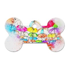 Umbrella Art Abstract Watercolor Dog Tag Bone (one Side) by Celenk