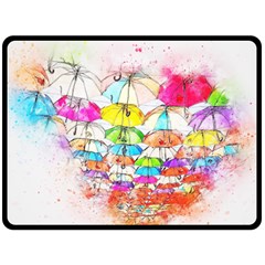 Umbrella Art Abstract Watercolor Fleece Blanket (large)  by Celenk