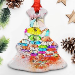 Umbrella Art Abstract Watercolor Christmas Tree Ornament (two Sides) by Celenk