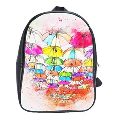 Umbrella Art Abstract Watercolor School Bag (xl) by Celenk