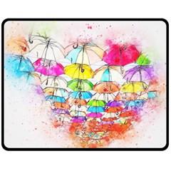 Umbrella Art Abstract Watercolor Double Sided Fleece Blanket (medium)  by Celenk