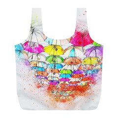 Umbrella Art Abstract Watercolor Full Print Recycle Bags (l)  by Celenk