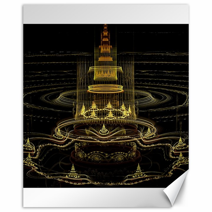 Fractal City Geometry Lights Night Canvas 16  x 20  