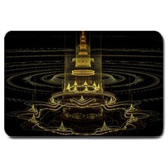 Fractal City Geometry Lights Night Large Doormat  by Celenk