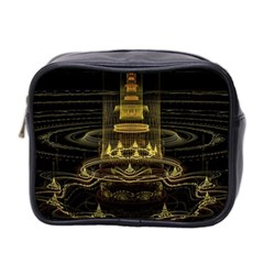 Fractal City Geometry Lights Night Mini Toiletries Bag 2-side by Celenk