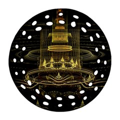 Fractal City Geometry Lights Night Round Filigree Ornament (two Sides) by Celenk