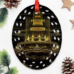 Fractal City Geometry Lights Night Ornament (oval Filigree) by Celenk