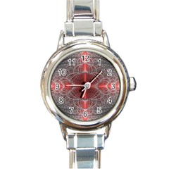 Fractal Diamond Circle Pattern Round Italian Charm Watch by Celenk